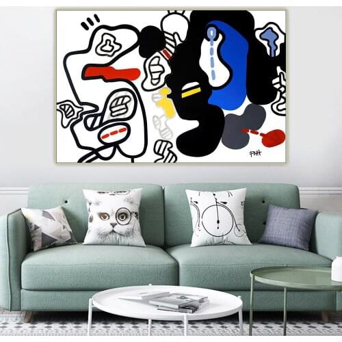 Une lumiere bleue se leve, by Jean Pierre Petit Abstract cartoon Canvas Oil Painting Aesthetic Picture Decor Home Decoration