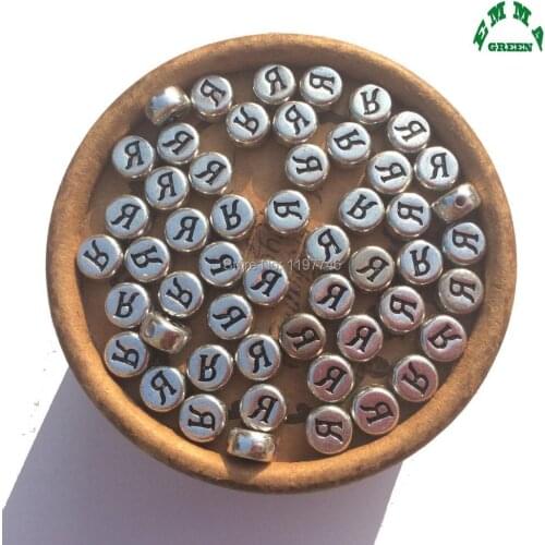 Letter Beads for Kids DIY Jewelry Making 50pcs 7*4mm Russian Letter Beads Russia Alphabet Beads Silver Gold Spacer Beads