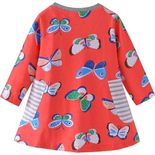 Funnygame Kids Girls Long Sleeve Dress for 2-7T Baby Clothes Cotton Pockets Party Toddler Costume Autumn Spring Girls Dresses