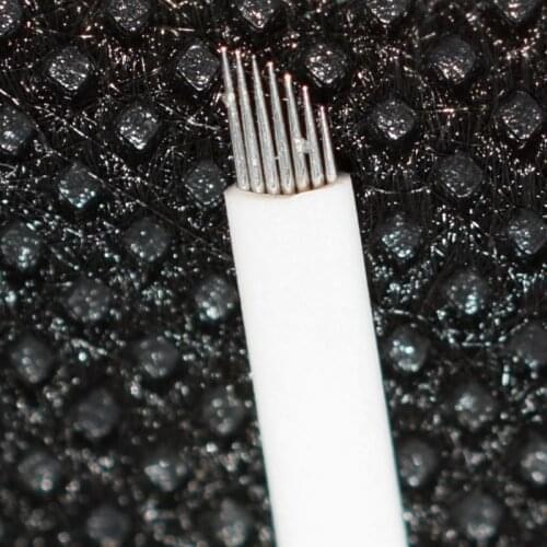Microblading Needles 100 PCS 7 Pin Tattoo Permanent Needle for Eyebrow Embroidery Pen Permanent Makeup Eyebrow Tattoo Supplies