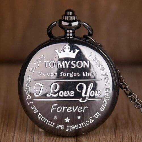 TO MY SON Pocket Watch Personalized Pattern Steampunk Retro Vintage Quartz Pocket Watch Roman Numerals Pocket Watch Boys Gift