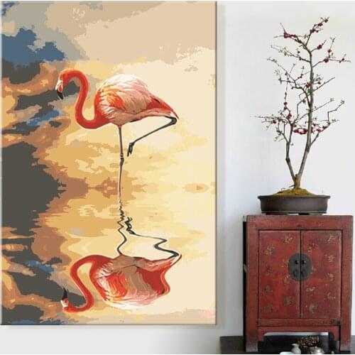 Paint by number art painting by numbers Flamingo Mediterranean Sea Animal Artwork beautiful Personalized Customization grace