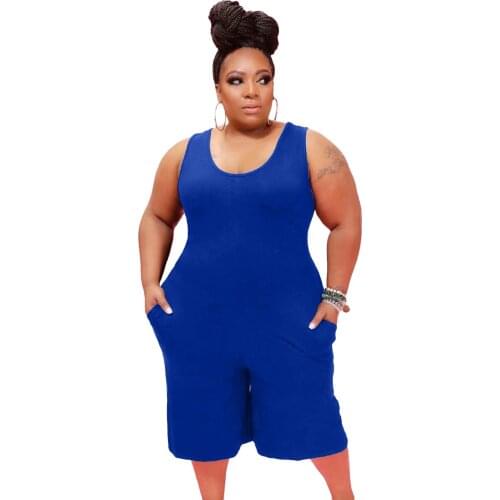Jumpsuit Women Plus Size 5XL 4XL Summer Short Rompers Jumpsuit Short Combinaison Short Mono Mujer Combi Short Femme Combishort