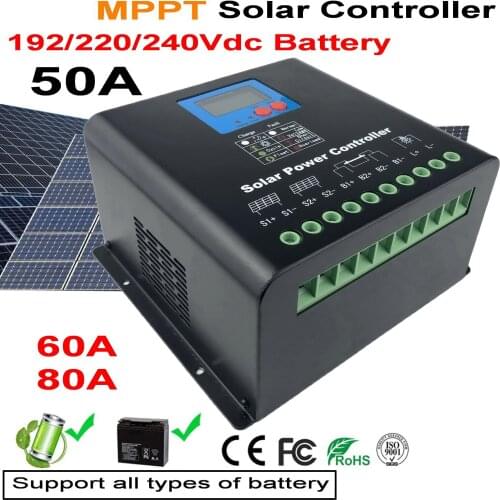 50A 240V 220v192V MPPT Solar Charge Controller with LCD Display Auto-Identification Voltage MCU design excellent performance