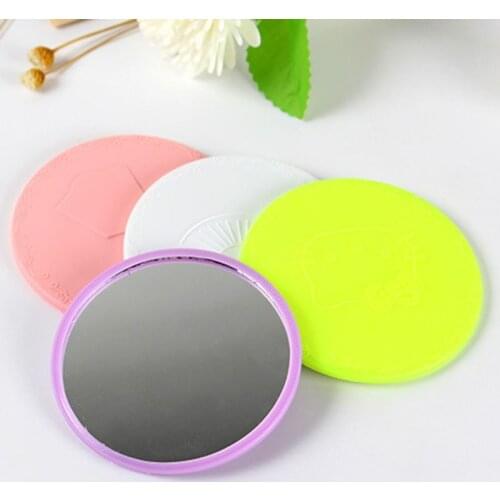 Y98B 7cm/2.76in Creative Cartoon Embossed Round Mini Pocket Makeup Mirror Single Side Compact Cosmetic Tool Travel Portable