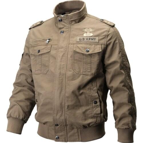 Military Jacket Men Spring Jacket 2021 Men Stand Collar Single Breasted Cotton Coat Oversized Tactics Jacket Jaqueta Masculina