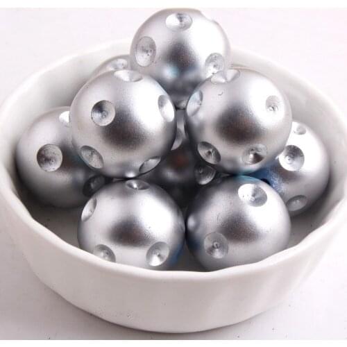 Kwoi vita Metallic Silver color Color Wholesale 100pcs/lot 20mm Resin polka Silver dot beads for chunky necklaces making