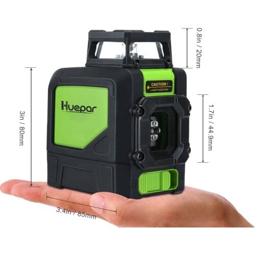 Huepar 5 Lines 3D Cross Line Laser Level 901CR Red Beam Vertical Horizontal Lasers 360 Rotary Self-leveling Leveling Tool