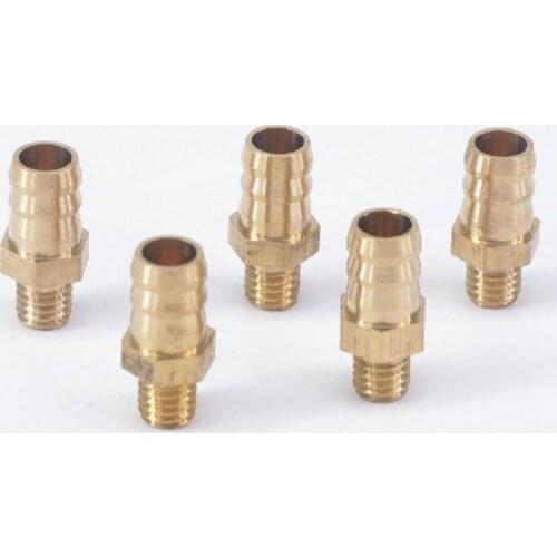 LOT 5 Hose Barb I/D 6mm x M5 Metric Male Thread Brass coupler Splicer Connector fitting for Fuel Gas Water