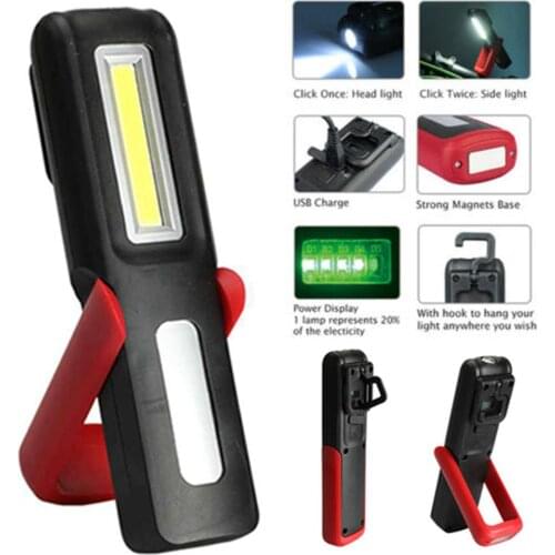 Magnetic Portable USB Rechargeable LED COB Flashlight Work Light Torch Light Automobile Electric Accessories