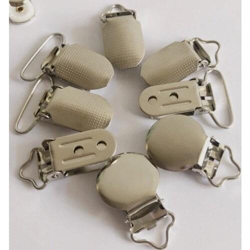 Metal Suspender Paci Pacifier Clips Baby Dummy Soothers Clasps Chain Accessories Plastic Insert Hook 30pcs