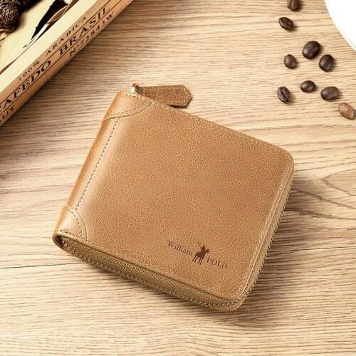 Multi functional mens wallet retro fashion card holder zipper small wallet