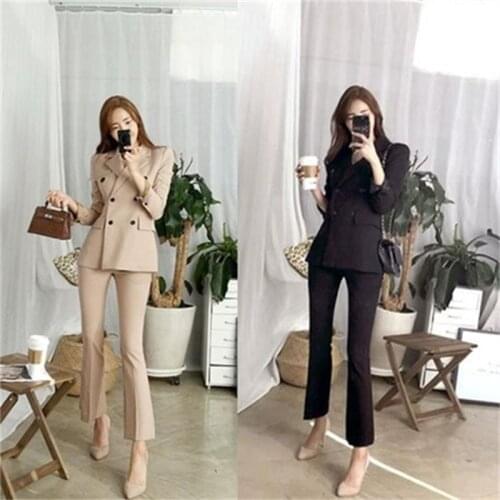 Fashion Pant Suits women spring fall New Slim small suit jacket womens temperament casual pants professional Slim suit women