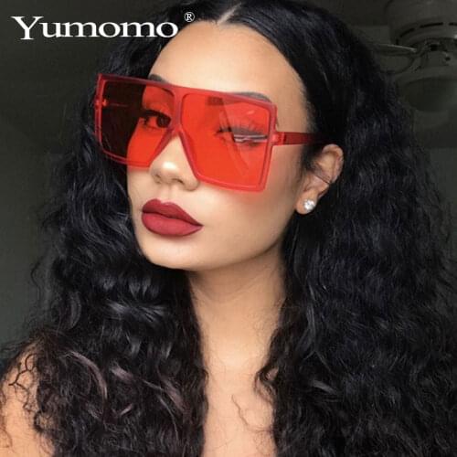 YUMOMO Fashion Sunglasses Women Ladies Red Fashion Oversized Square Sun Glasses Driving Shades Eyewear UV400 gafas de sol