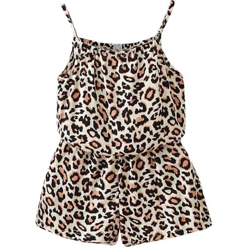 Kids Baby Girls Fashion 2-piece Outfit Set Sleeveless Leopard Tops+Shorts Set for Children Girls 1-8T