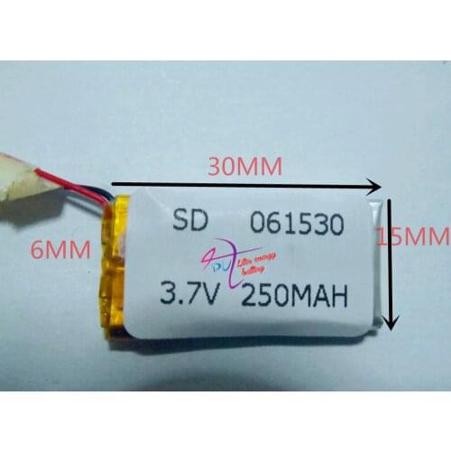 MP3 MP4 tablet battery 3.7V lithium battery 061530 601533 250MAH MP4 MP5 Voice Recorder small toys GPS 37V