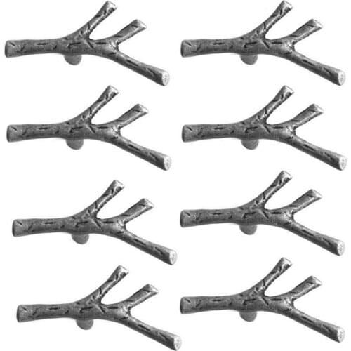 8 Pack Twig Branch Cabinet Knobs - Zinc Alloy Vintage Tree Drawer Pull Handles for Farmhouse Cabin Mountain House Kitchen Cupboa
