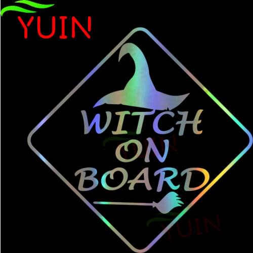 Funny Cars Witch Warning Car Sticker Fashion PVC Windshield Decorative Accessories Waterproof Anti-UV Decal Reflective Laser