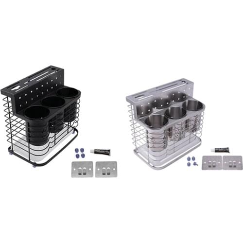 Wall Mounted Stand Kitchen Storage Rack Knife Holder Cutlery Box Spoons Forks Organizer Container Dishware