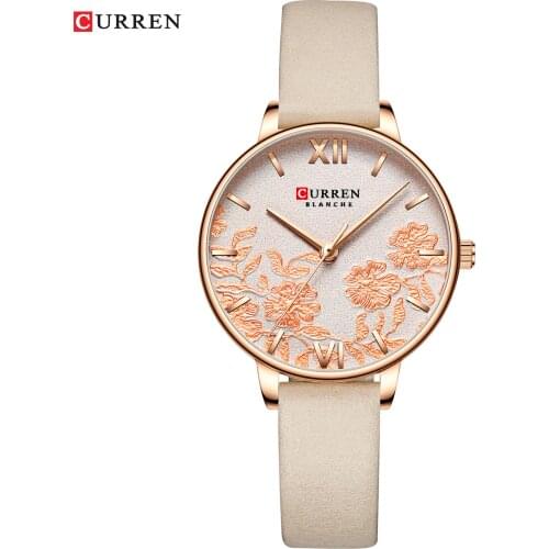 NEW CURREN Watches for Women Casual Leather Strap Quartz Wristwatch Luxury Top Brand Gold Clock Watch Female Classy Ladies Watch