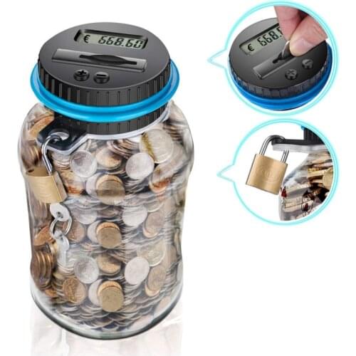 Plastic Piggy Bank Counter Coin Electronic Digital LCD Counting Coin Money Saving Box Jar Coins Storage Box USD EURO GBP Money