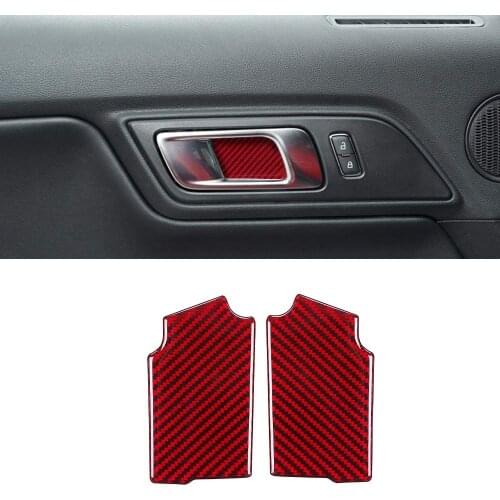 Compatible with Carbon Fiber Door Handle Trim Cover Accessories for Ford Mustang 2015 2016 2017 2018 2019 2020