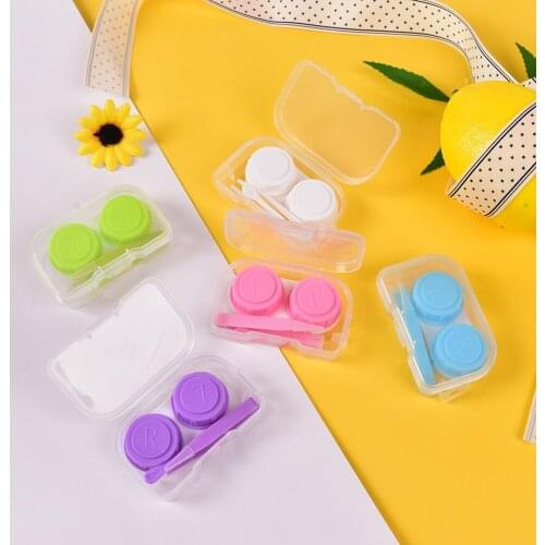 1Set Random Pocket Plastic Fashion Transparent Contact Lens Case Travel Kit Easy Take Container Holder