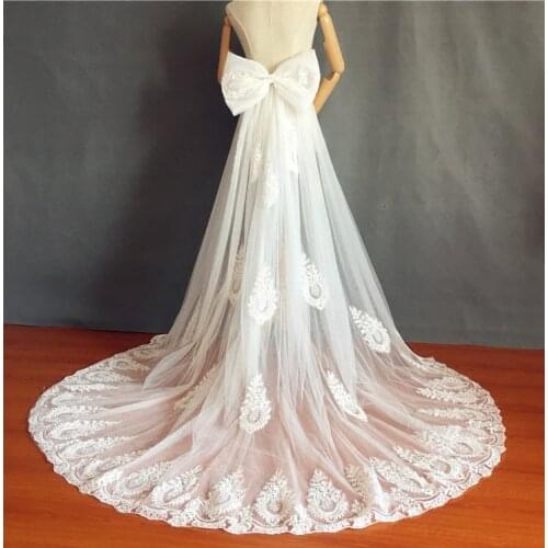 Detachable bridal skirt lace skirt with bow bridal dress skirt