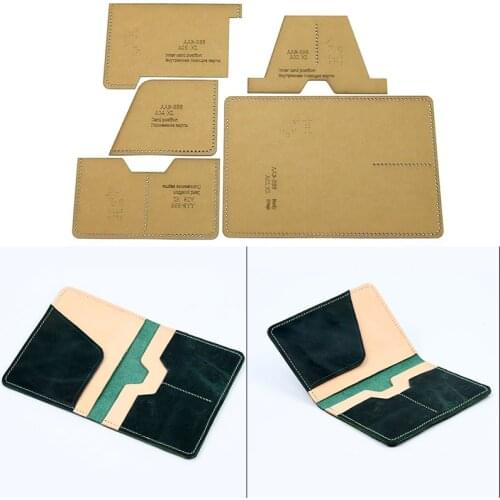 1Set DIY Kraft Paper Template Fashion Passport Holder Double Card Storage Bag Leather Craft Pattern DIY Stencil Sewing Pattern