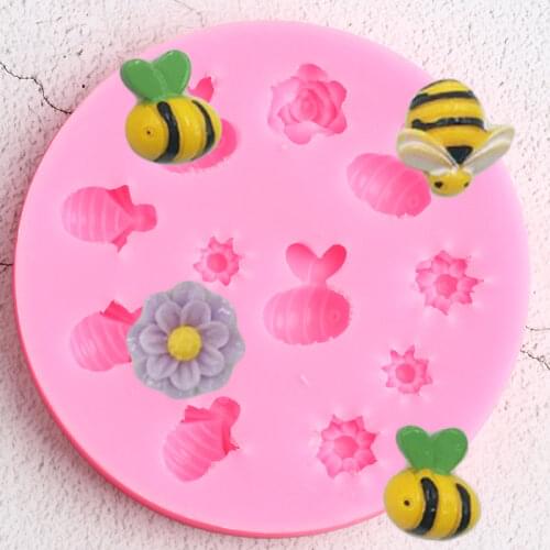 Bee Flower Silicone Mold DIY Party Fondant Cake Decorating Tools Cupcake Topper Decoration Candy Clay Chocolate Gumpaste Mould