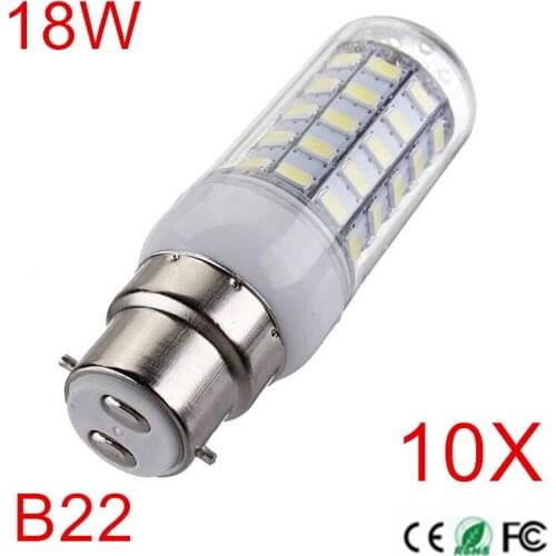 Super Bright B22 Led Light Smart IC Drive 18W AC220V 230V 240V 56Leds 5730 Corn Bulb lampada led Lamp Candle Spot light Lighting