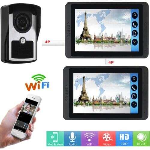 APP Control Video Intercom 7 Inch Monitor Wifi Wireless Video Door Phone Doorbell Speakerphone IR Camera Intercom KIT SD Record