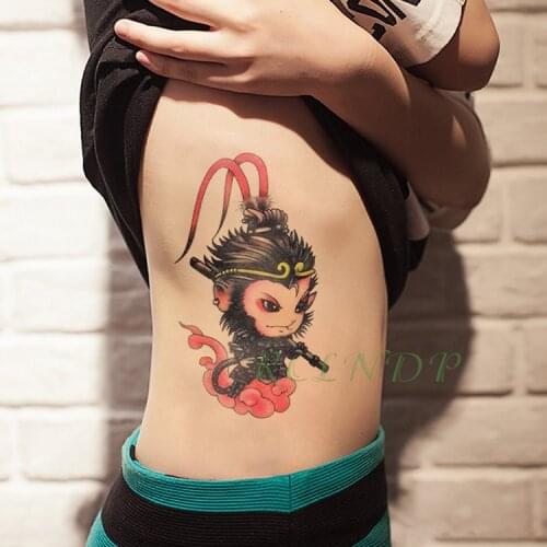 Waterproof Temporary Tattoo Sticker Sun WuKong Monkey King Cool Fake Tatto Flash Tatoo Hand Arm Foot Tato for Girl Women Kid