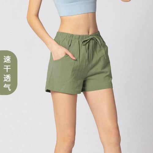 2021 New Summer Cotton Linen Fashion Trend Pure Color High Waist Sport Shorts Pink Green Black 8 Color Optional Hot Shorts Woman