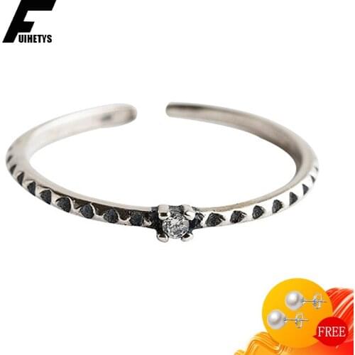 Bali Jelry Retro Ring Women 925 Sterling Silver Jewelry with Zircon Gemstone Open Rings for Wedding Promise Accessory Wholesale