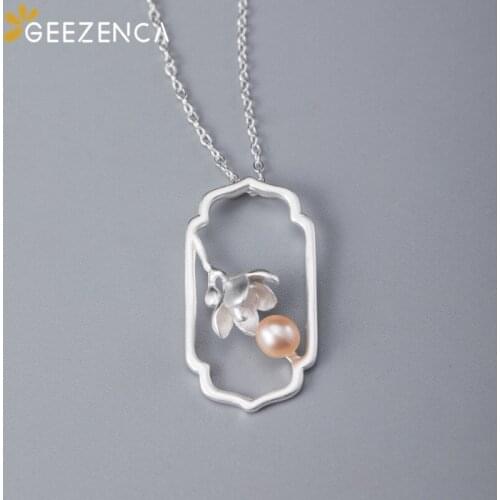 925 Sterling Silver Pearl Pendant Necklace Fine Jewelry for Women Magnolia Flower O-chain Necklaces Trendy Party Elegant Gift