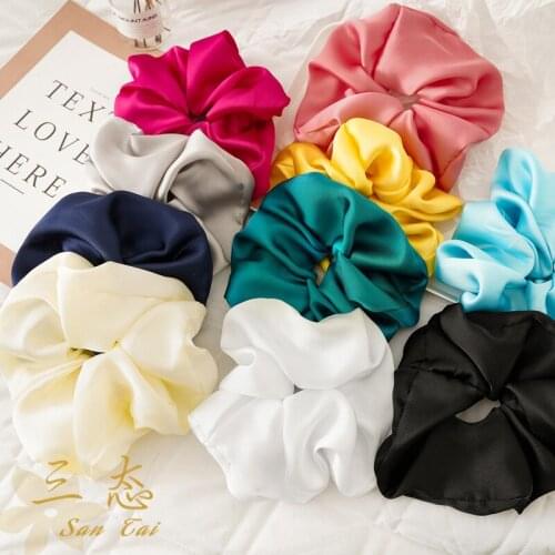 1pc Satin Silk Solid Color Scrunchies Elastic Hair Bands 2021 New Women Girls Hair Accessories Ponytail Holder Hair Ties Rope