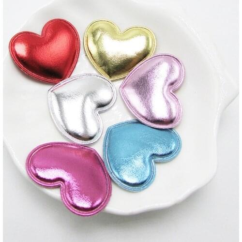 10PCS PU Leather Heart Ball Padded Appliques For Clothes DIY Baby Hair Clip Headwear Decor Ornament Accessories
