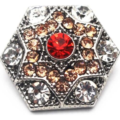 10pcs/lot Star of David Snap Buttons White Crystal Full Snap Charms Fit 18mm/20mm DIY Snap Bracelet Necklace Jewelry Making