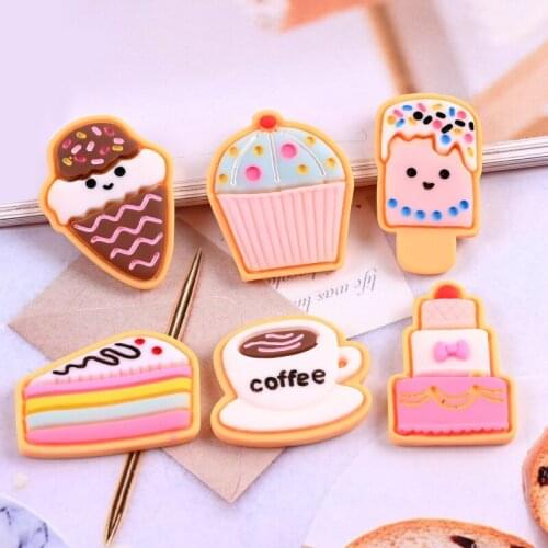 10 Pcs/set Sweet Mini Cake Ice Cream Popsicle Flat Back Resin Cabochons DIY Phone Shell Jewelry Craft Accessories Party Favors