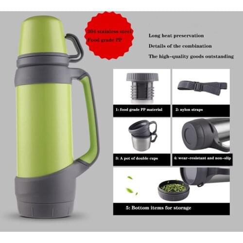 1.2 Liter Capacity Outdoor Vacuum Insulated Cup Bottom Hidden Storage Space Double Cup Cap Design Insulation for Up To 12 Hours