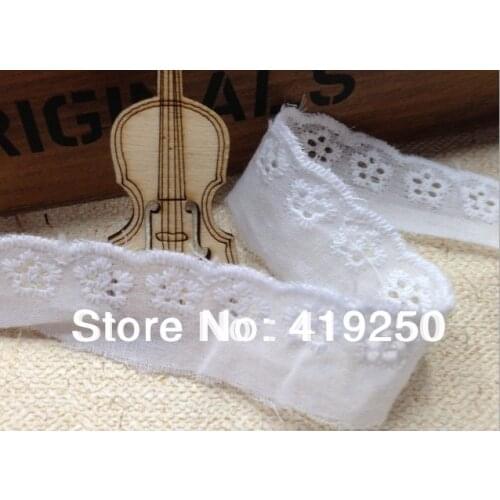 300Yard 100% Cotton Lace White Cotton Ruffle Eyelet Lace 2.5cm Crafts/Costume/Larp/Sewing wholesale