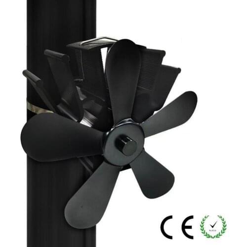 5 Blades Wall Hanging Heat Powered Stove Fan Log Wood Burner Eco Kindly Quiet Home Fireplace Fan Heat Distribution Fuel Saving