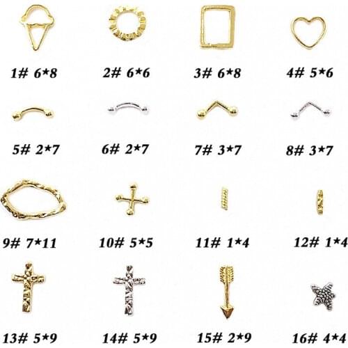 50pcs/pack Japan Korea Alloy Nail Art 3D Icecream Frame Heart Rod Metal Accessories Decoration for Phototherapy Nail Sticker DIY