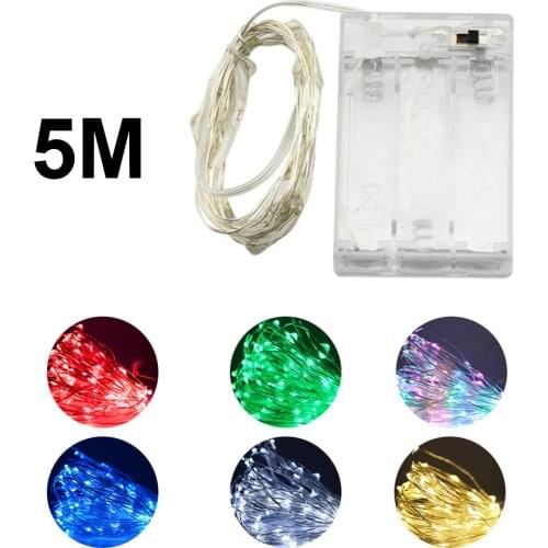 5M 50LEDs LED String Lights Silver Wire Fairy lights Night Light For Christmas Garland Room Bedroom Indoor Wedding Decoration