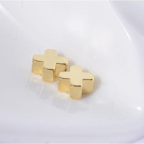 6mm Cross Shaped Through Hole Beads Bracelet Necklace Universal Small Hole Beads Electroplated Real Gold Copper Beads Accessorie