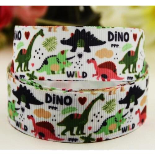 22mm 25mm 38mm 75mm Ruban satin Dinosaur printed Grosgrain Ribbon Hair Accessories party decoration 10 Yards X-02495