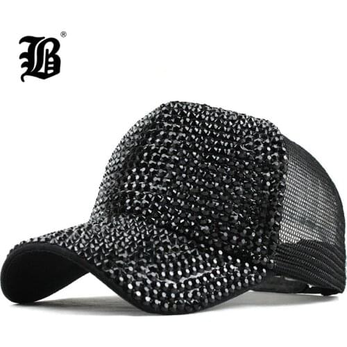 [FLB] New Brand Baseball Caps For Women Rhinestone Hat Lady Girl Cap 8 Colour Snapback Cap Casquette Hats Adjustable Cap F350