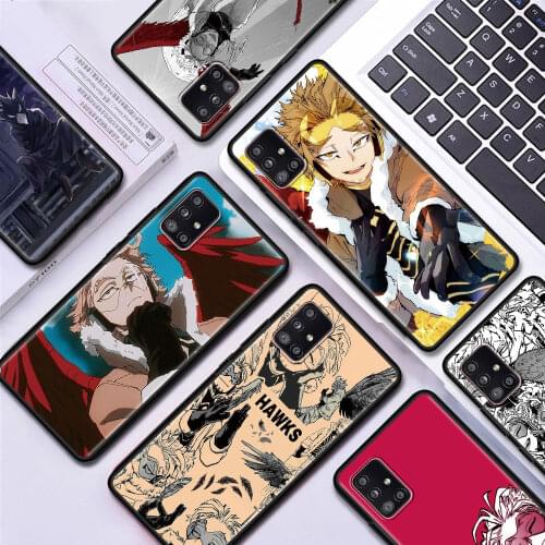 Bnha Hawks Coat Anime Case for Samsung Galaxy A50 A10 A70 A20e A30 A40 A20s A10s A10e A80 A90 5G A60 Black TPU Soft Phone Cover