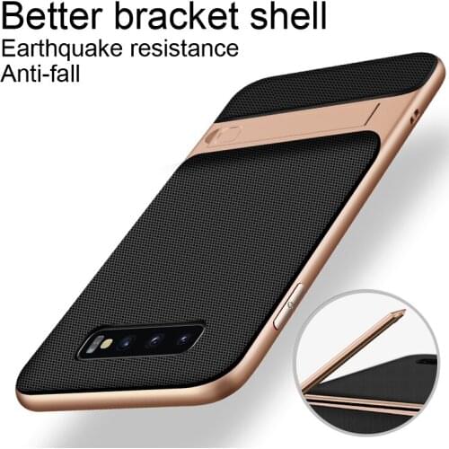 For Samsung Galaxy S10 Plus Case Luxury Soft silicone+PC With stand Hybrid Protective back cover case for samsung s10e s10